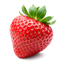 Fraises équeutées et coupées en deux