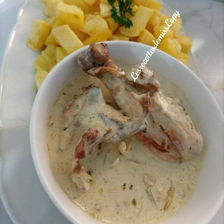 Poulet à la crème fraiche et champignon de paris