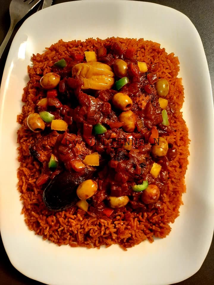 Thiébou yap bouwank ou riz rouge à la viande