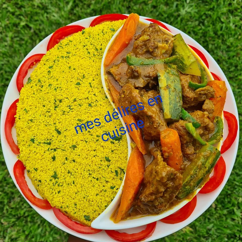 Couscous au curcuma et son ragoût de bœuf