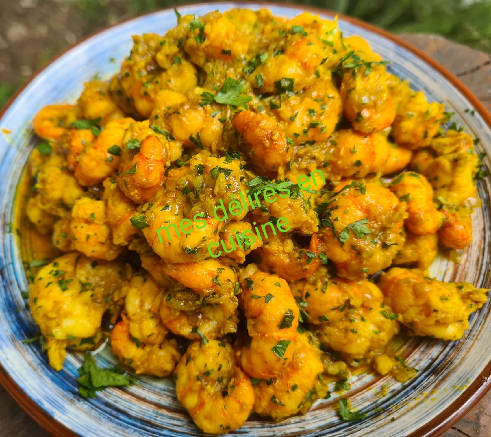 Des crevettes au curry