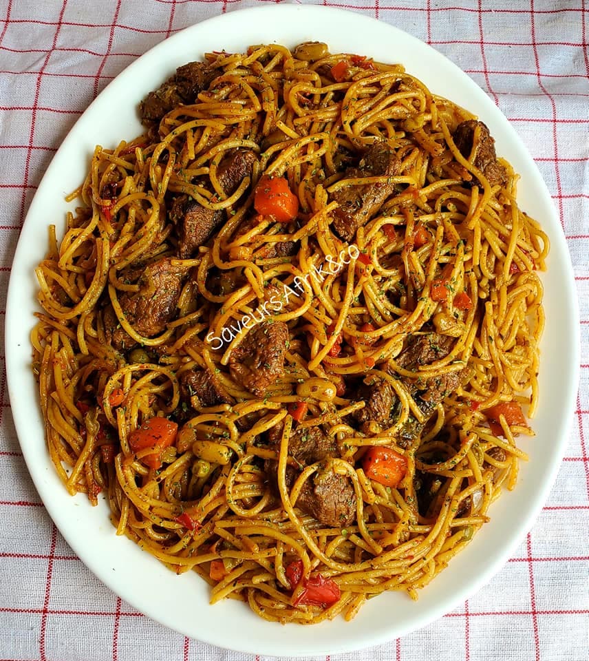Sauté de bœuf aux spaghettis