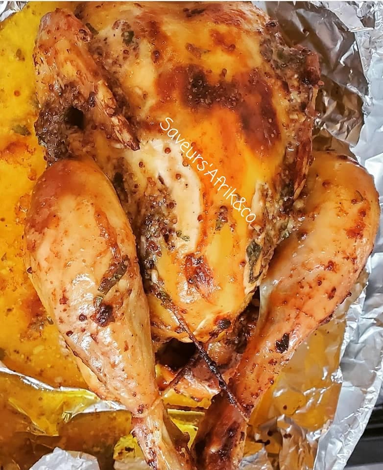 Poulet rôti fondant à la moutarde et la mayonnaise