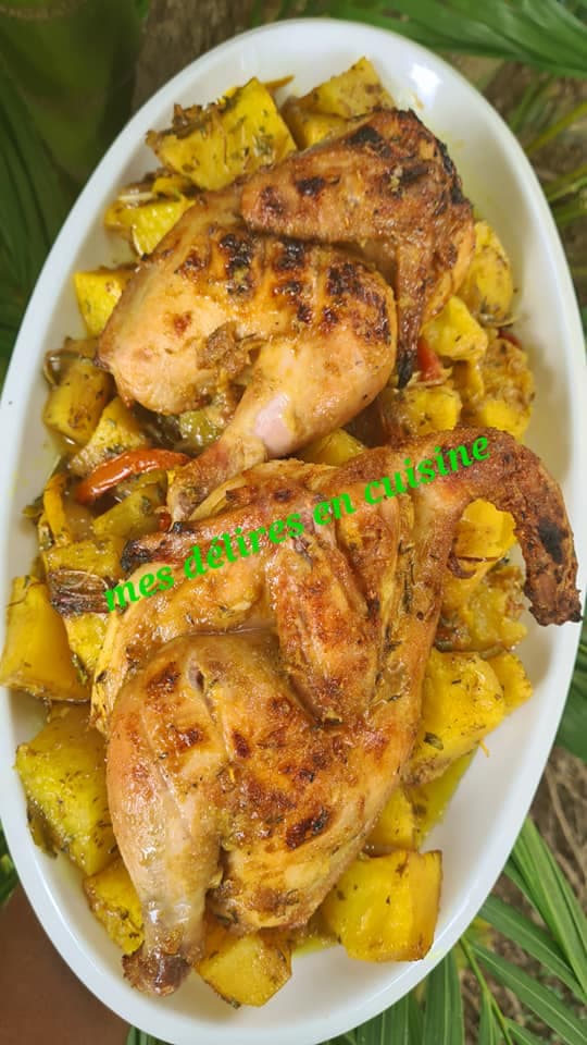 Pommes et poulet aux four