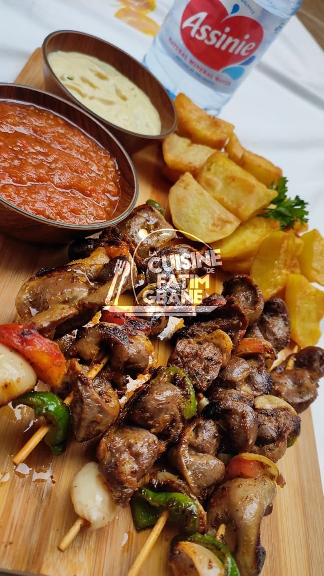 Des brochettes de gésier de poulet