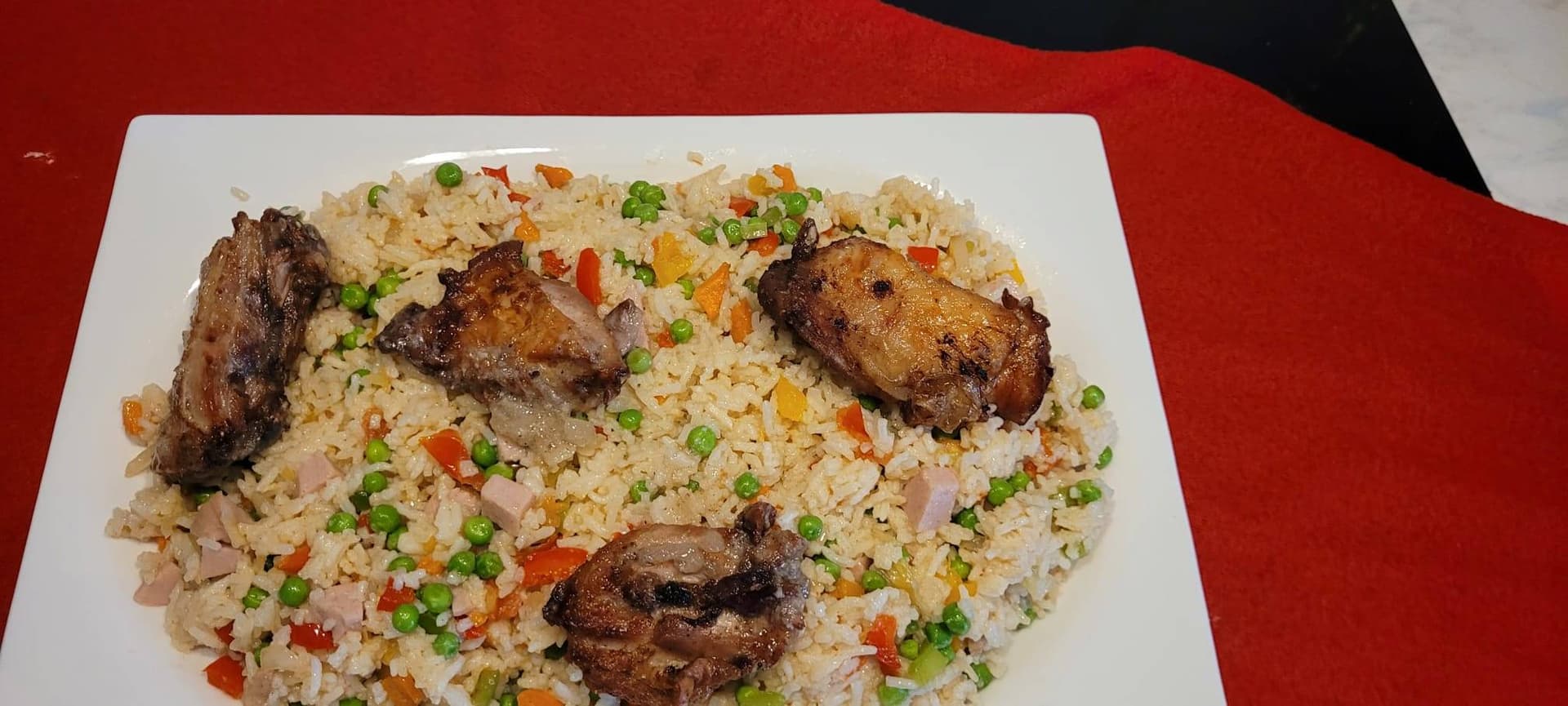 Duo de riz au legumes et poulet frit