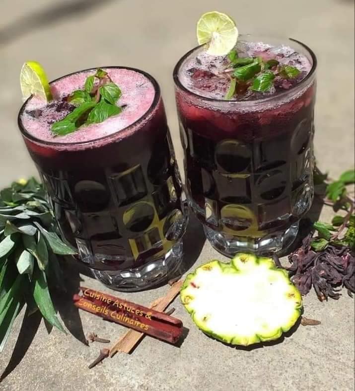 Jus d hibiscus ou bissap a la cannelle
