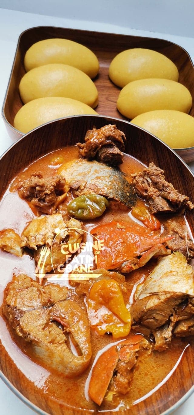 Du foutou à la délicieuse sauce claire 😋