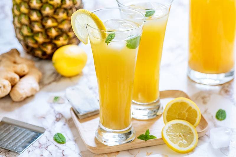 Thé glacé au gingembre, a l’ananas et au citron