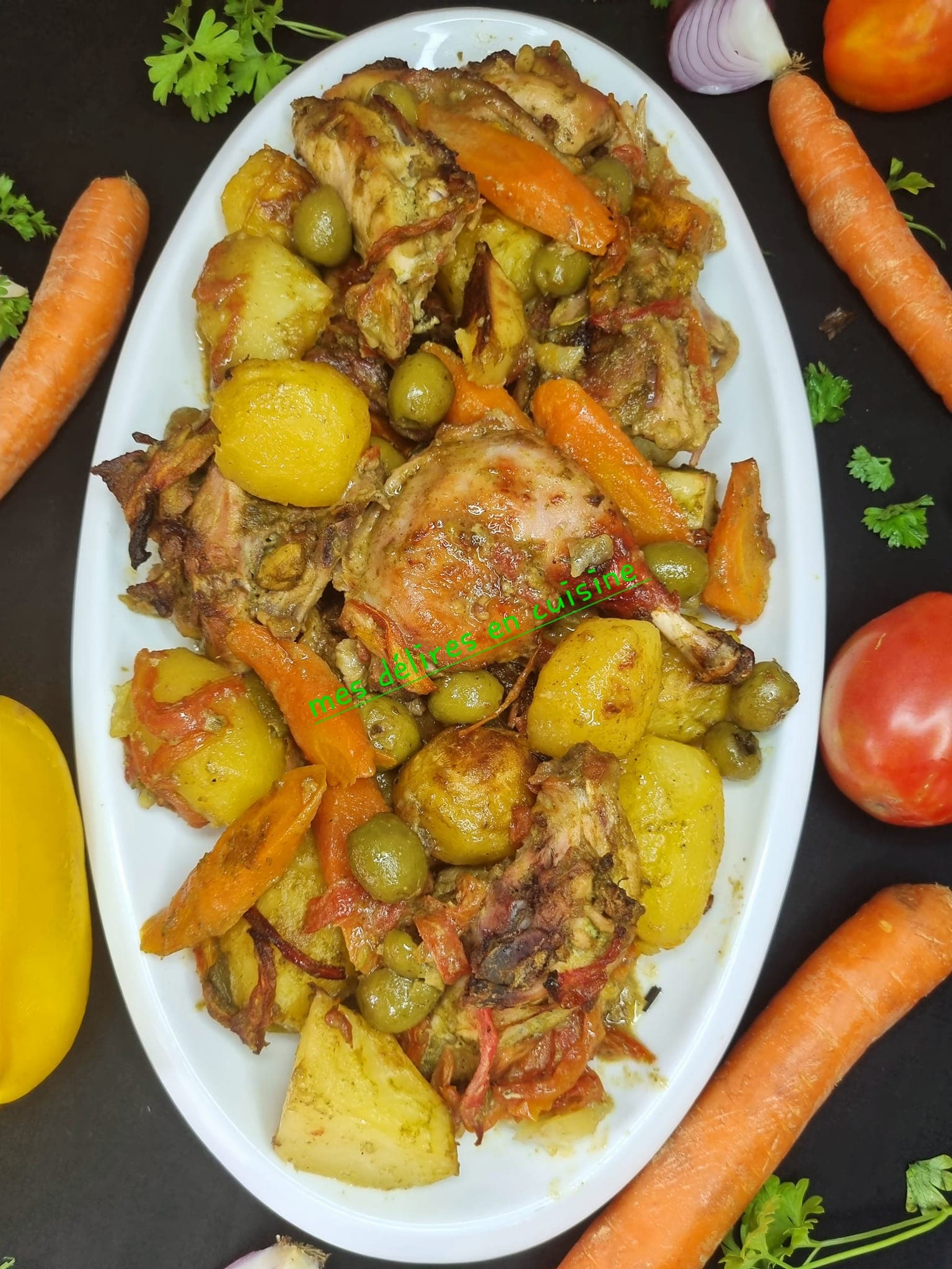 Pommes de terre et poulet au four