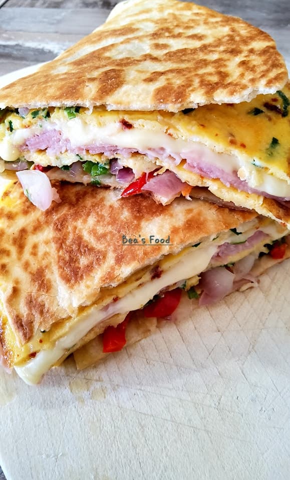 Sandwich tortillas omelette jambon fromage : recette