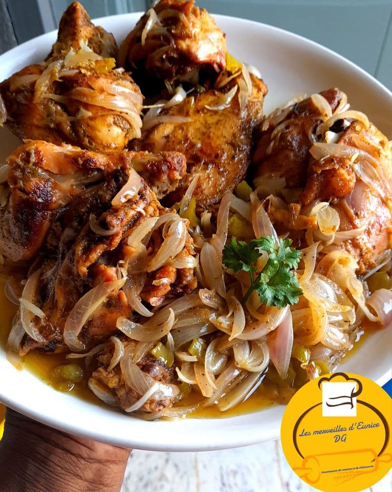 yassa de poulet à ma façon sur la grille du four