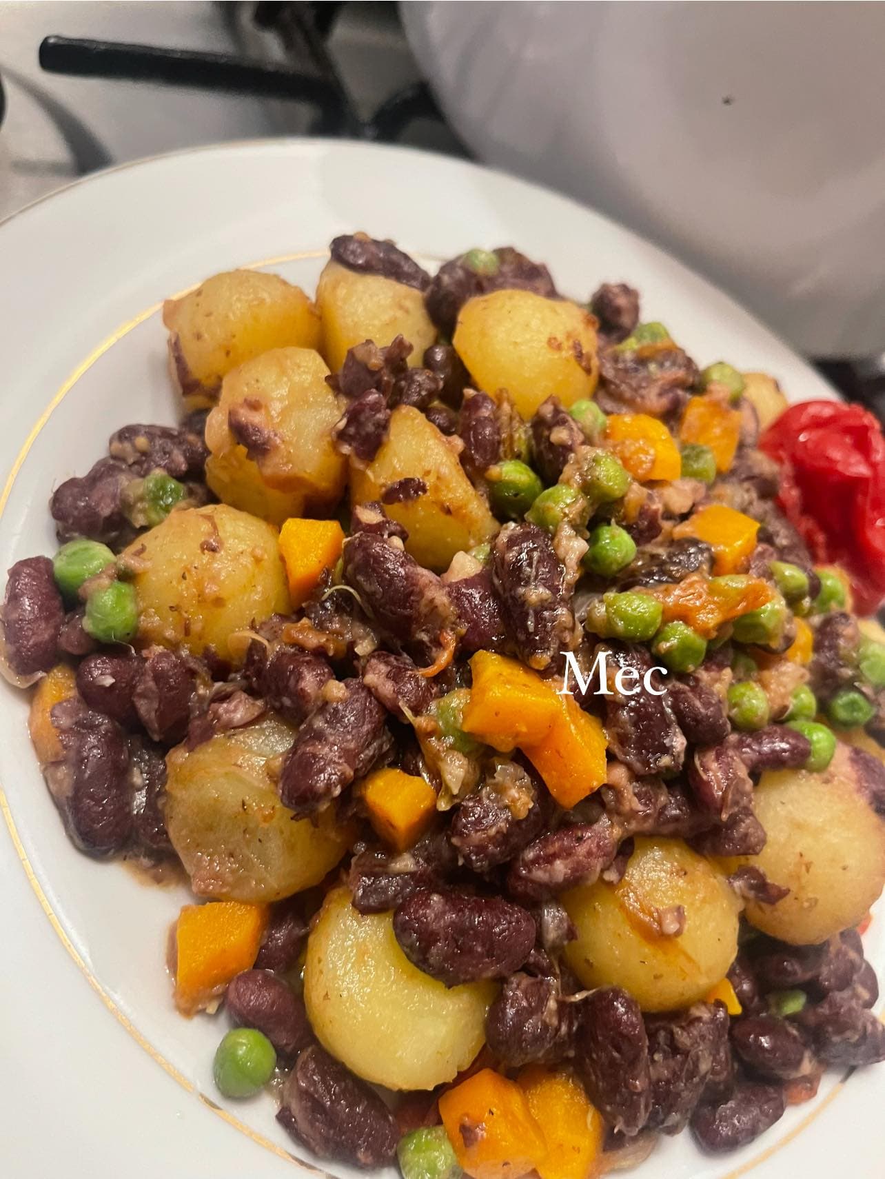 Haricots rouges et pommes de terre aux crevettes : recette