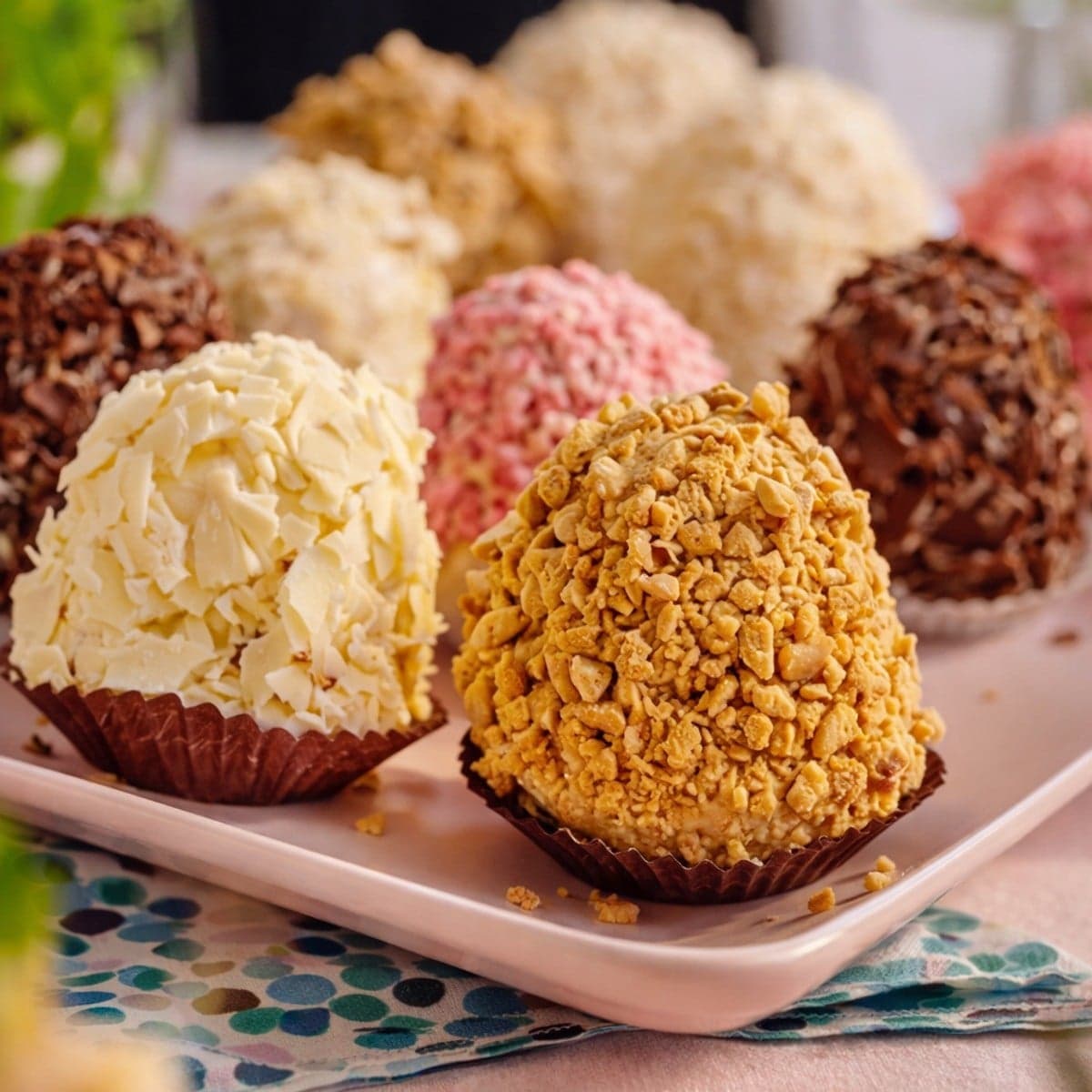 Merveilleux chocolat, pralines roses et praliné