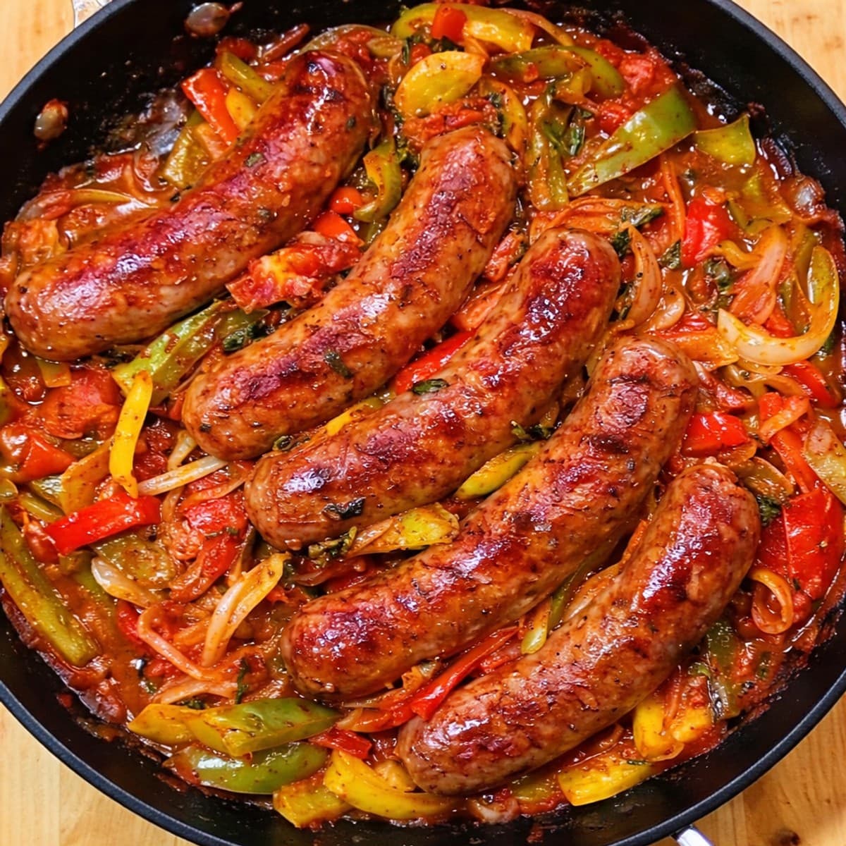 Poivrons et oignons à la saucisse