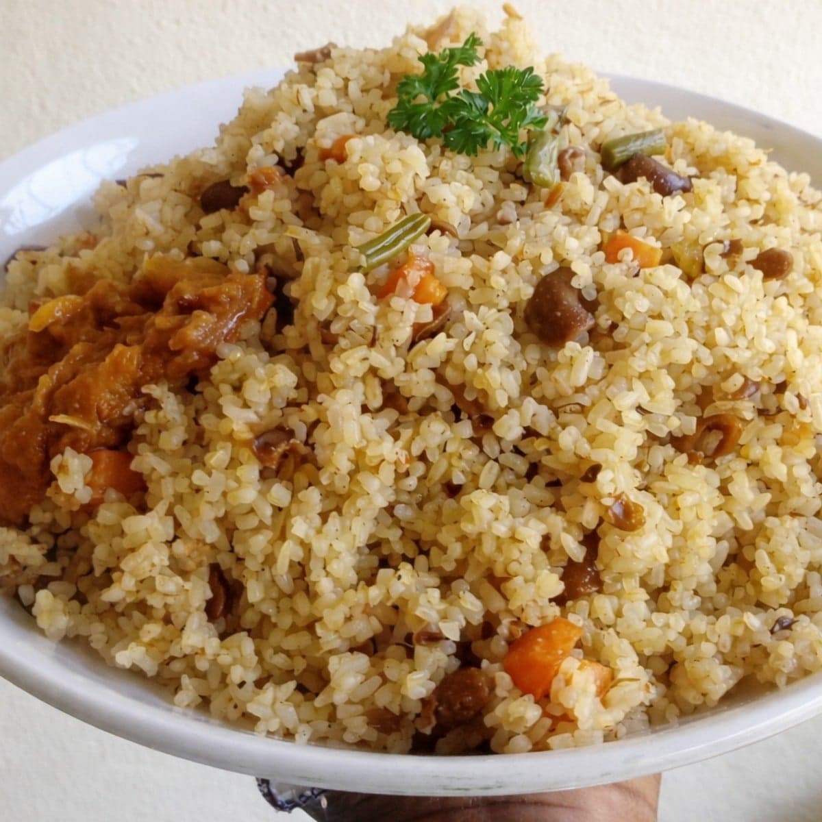 Riz gras maquereau fumé macaroni