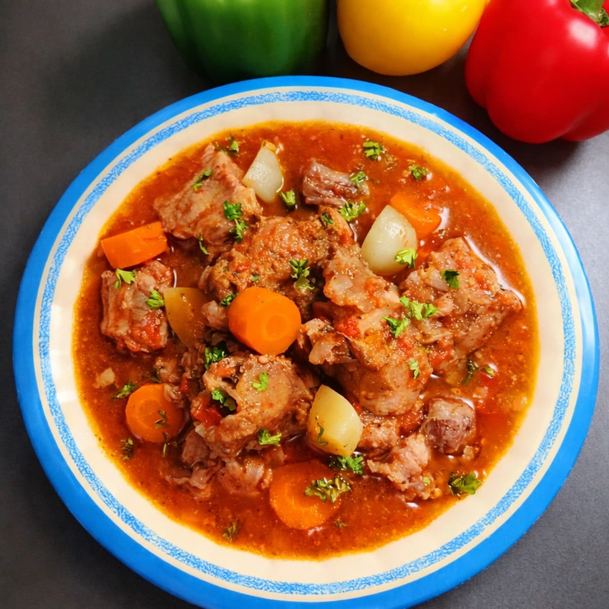 Bœuf à la tomate sans matière grasse.