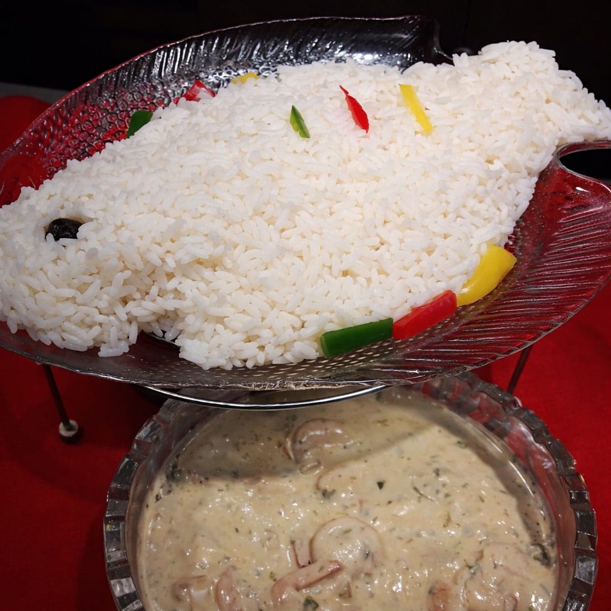 Crevettes à la crème fraîche et son riz