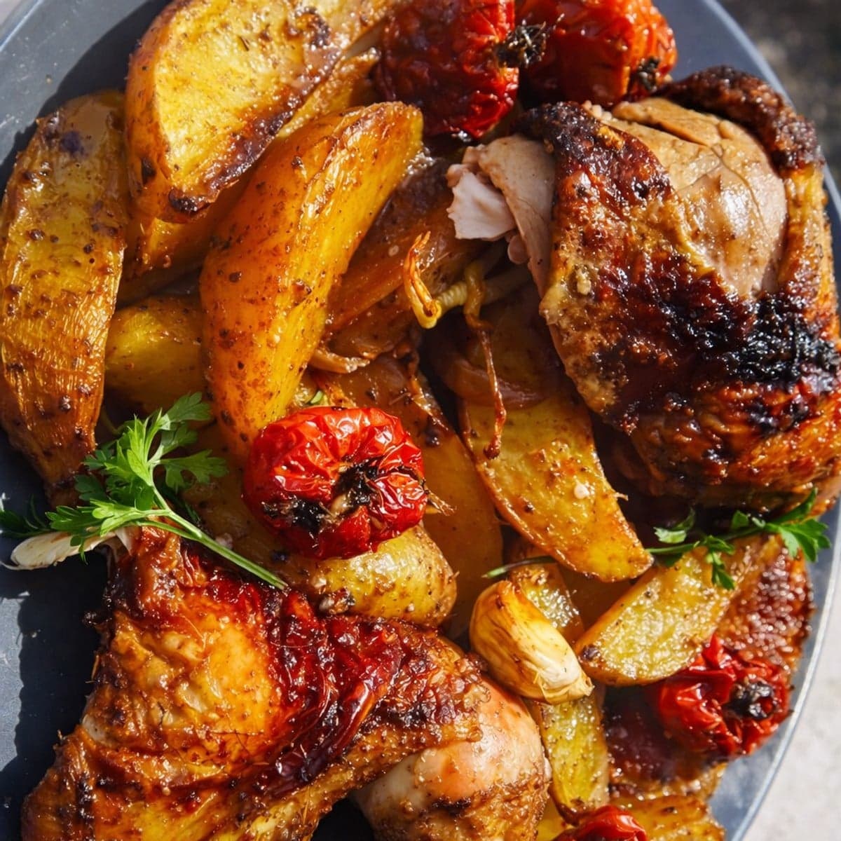 Cuisses de poulet et pommes de terre au four