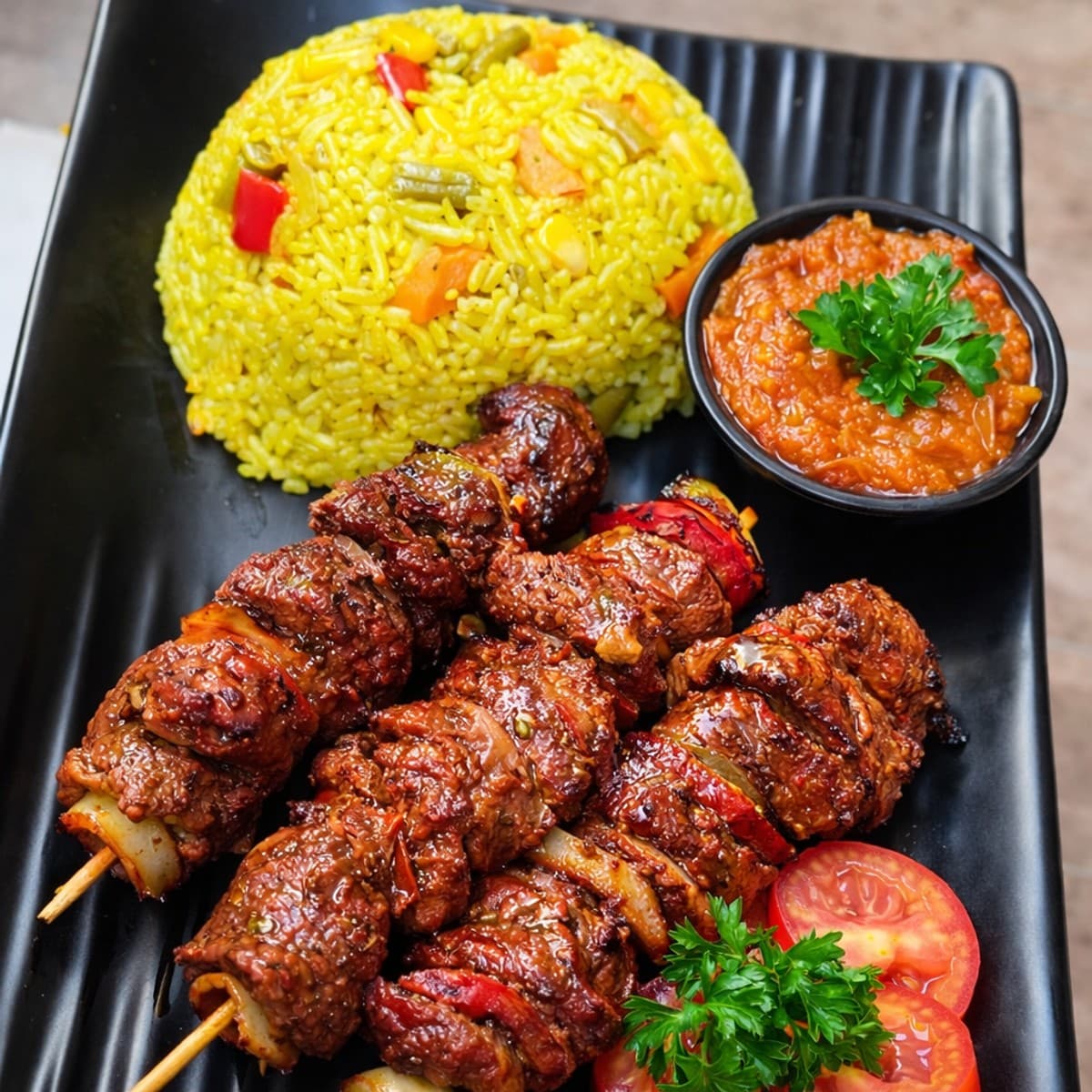 De brochettes de filets de bœuf assaisonnées Les marinades de ninie