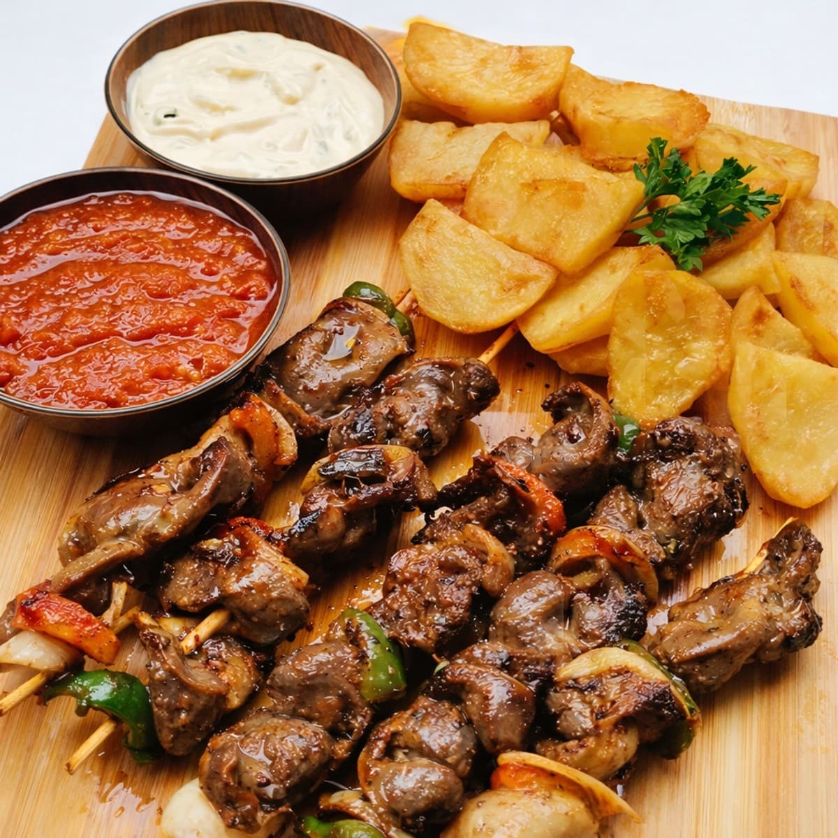 Des brochettes de gésier de poulet braisées à la poêle