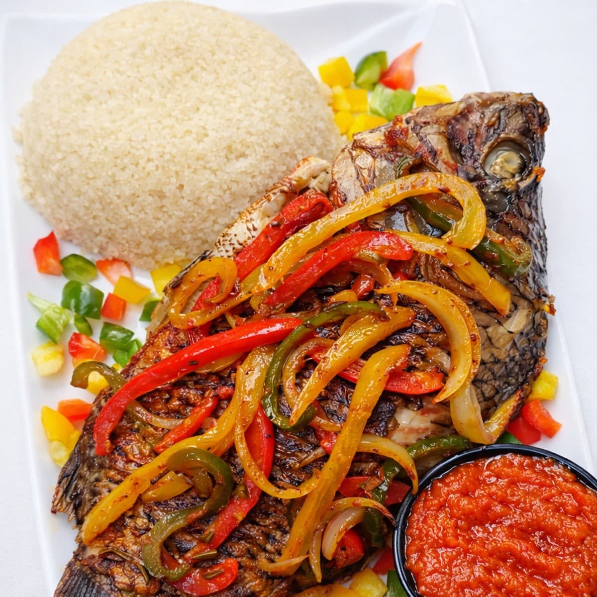 Du poisson à la poêle avec sa rougail de légumes