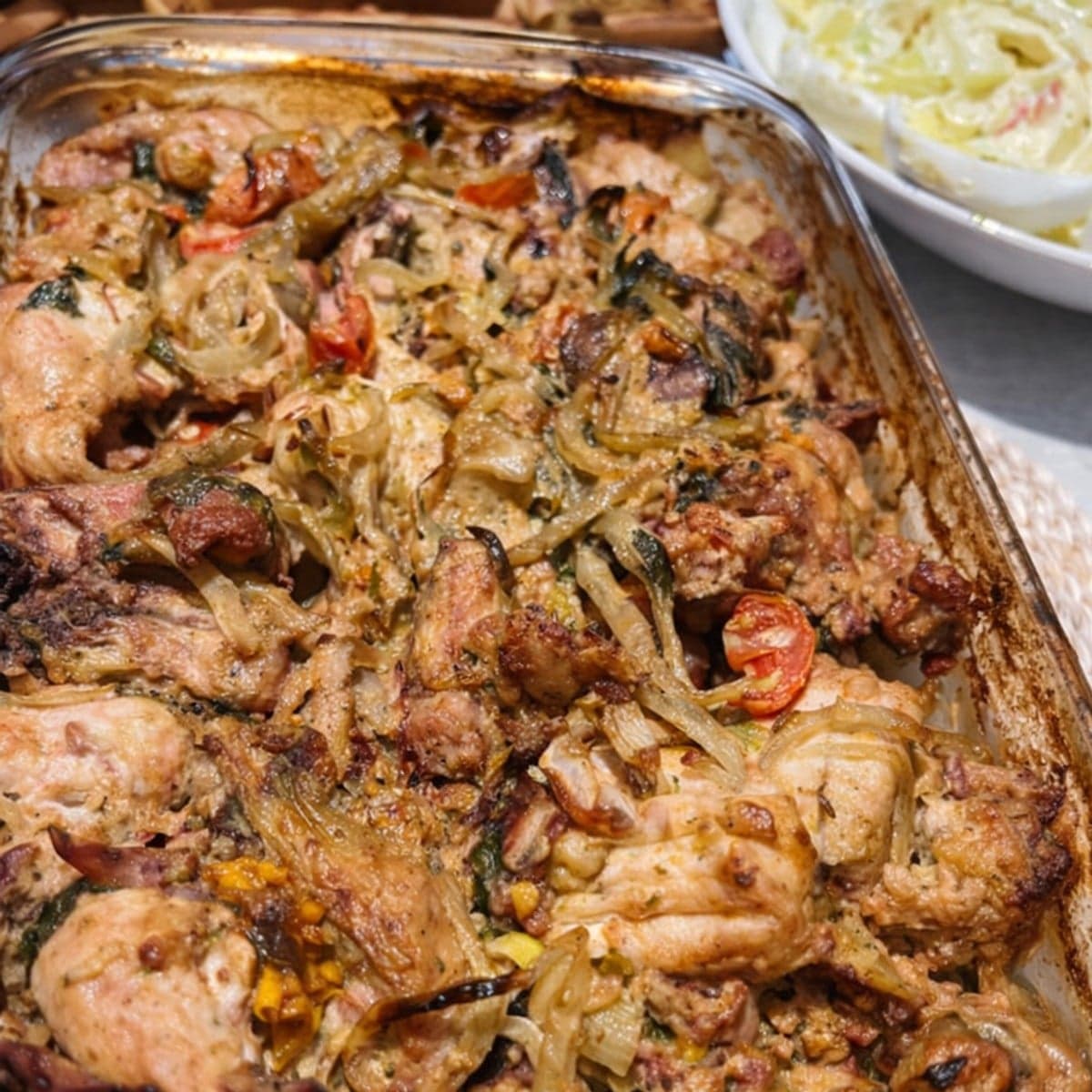 Du poulet gratiné à la mayonnaise.