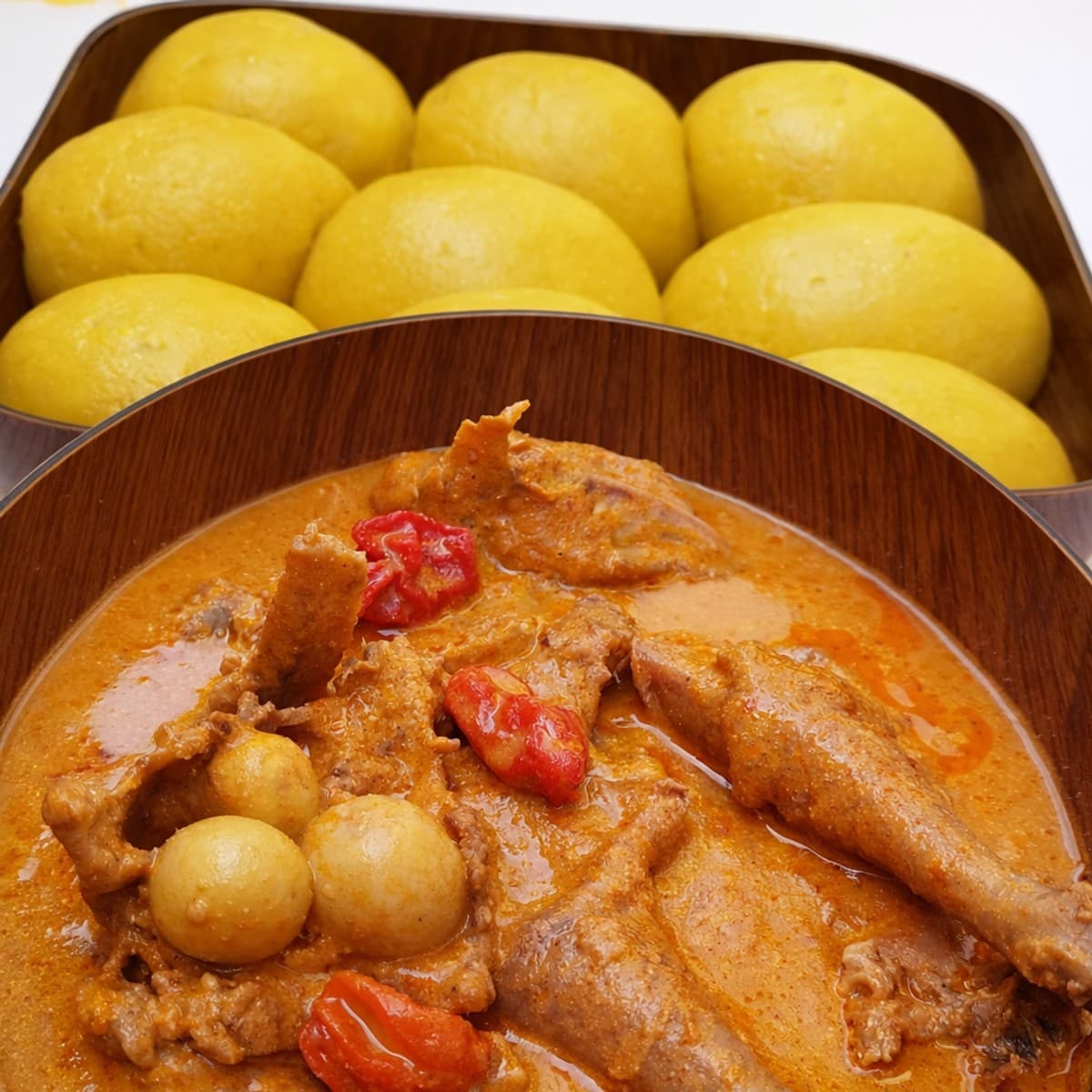 Foutou banane à la sauce pistache