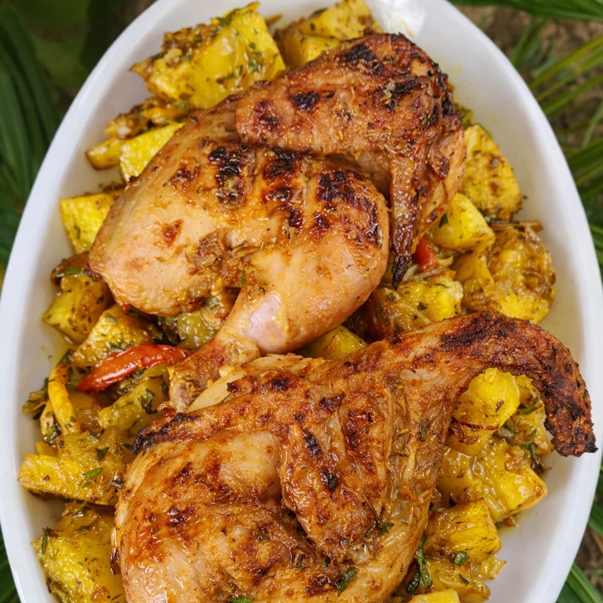 Pommes et poulet aux four