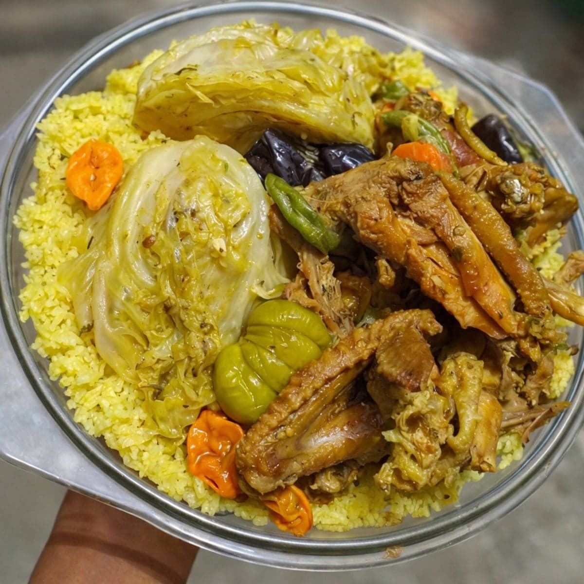 Riz gras au curry et au poulet