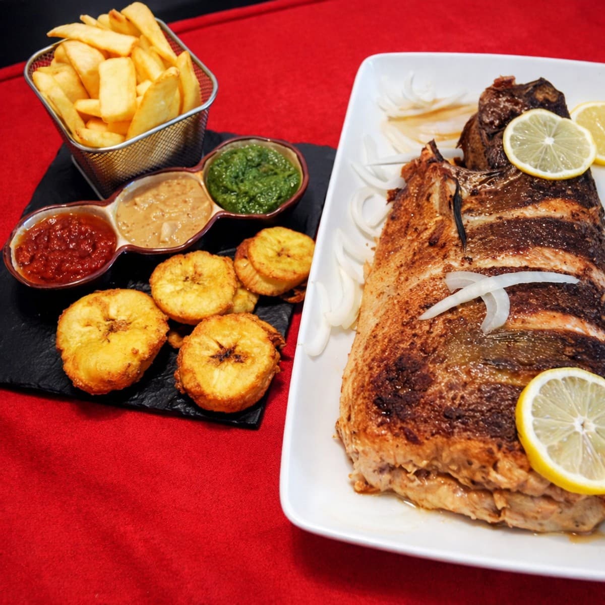 Saumon au four avec ses accompagnements