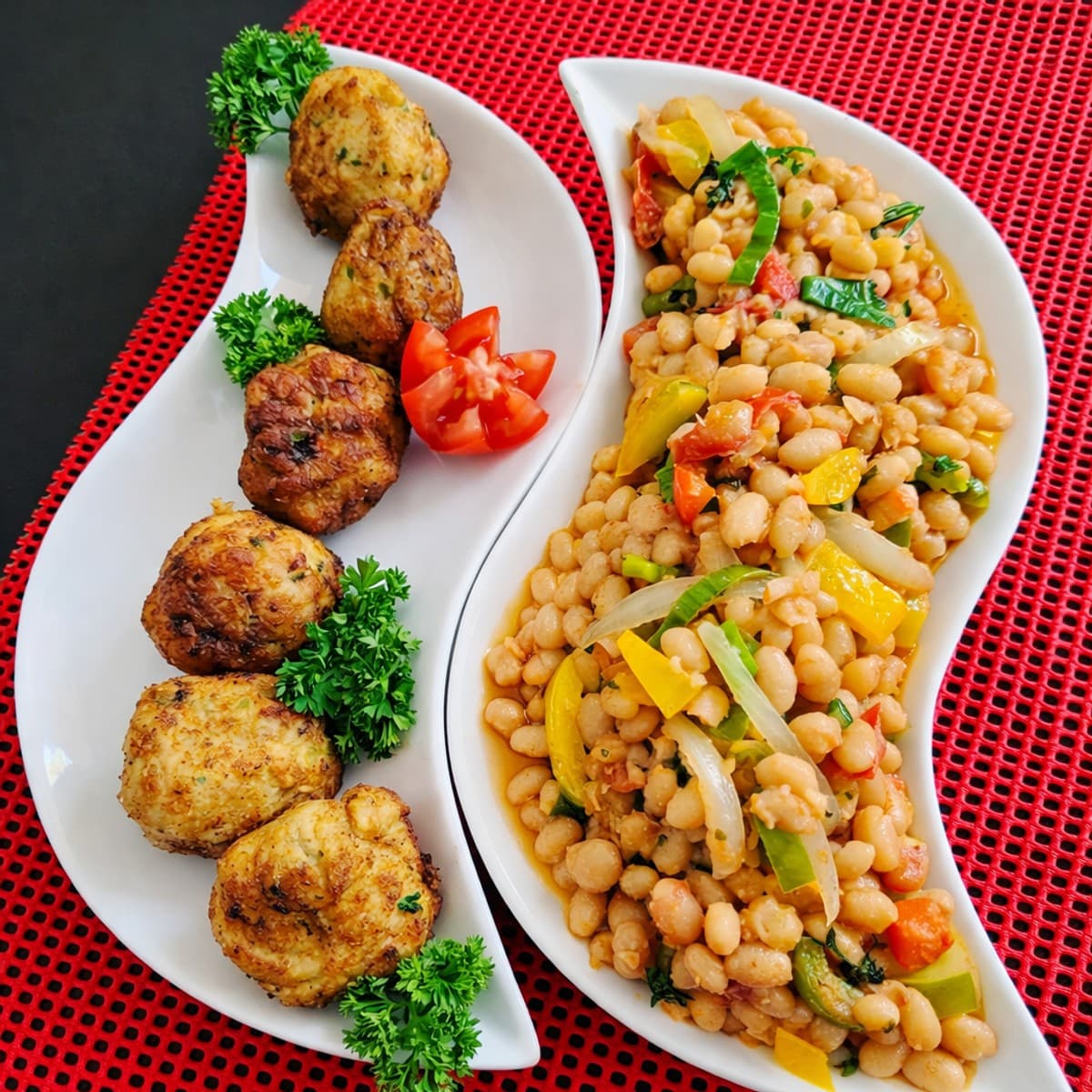 Sauté de haricot blanc et boulettes de tilapia
