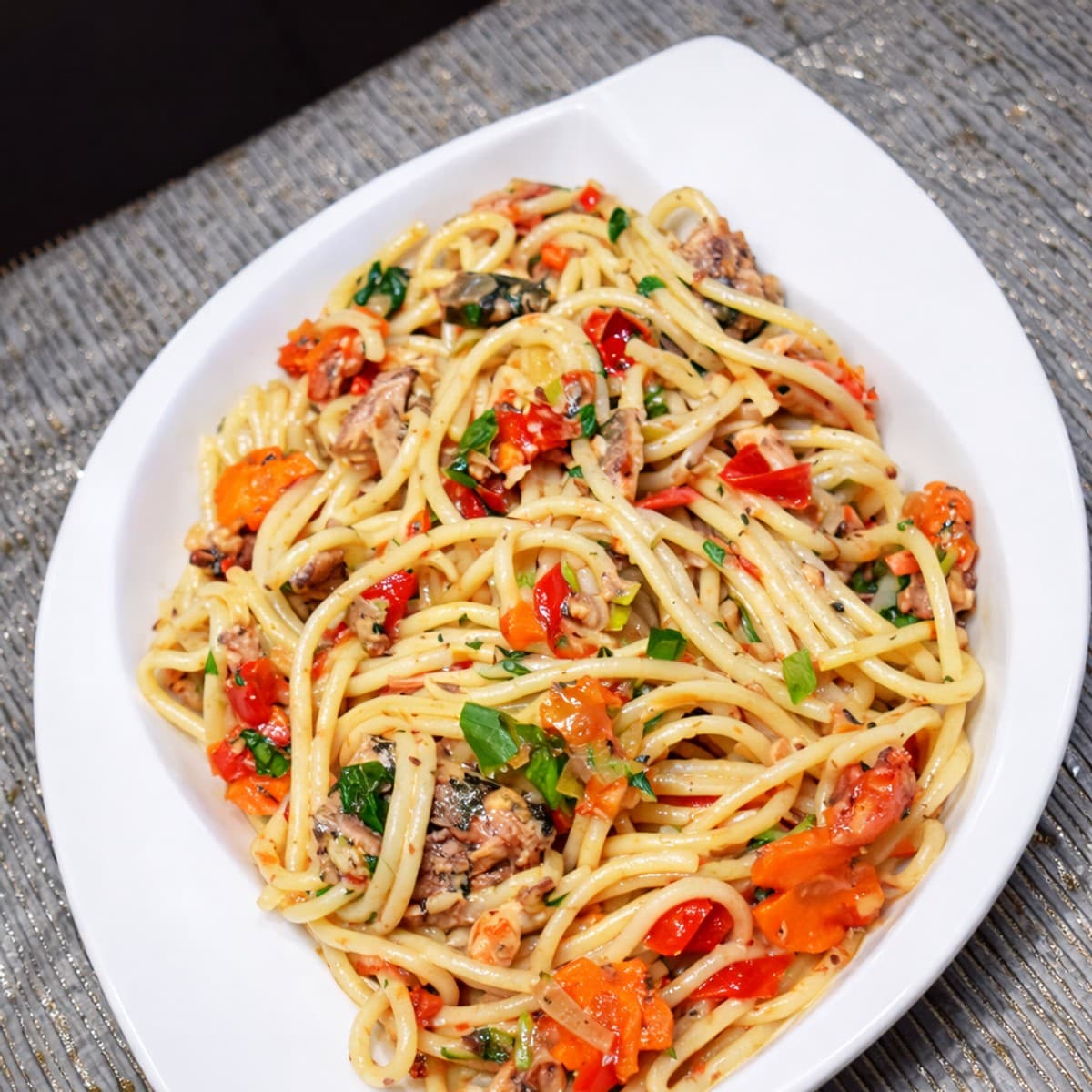 Spaghetti à la sardine et son témoin