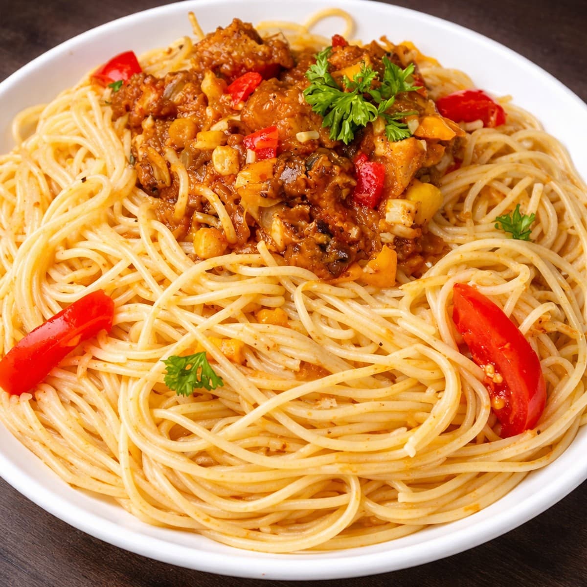 Spaghetti sauté à la viande de boeuf