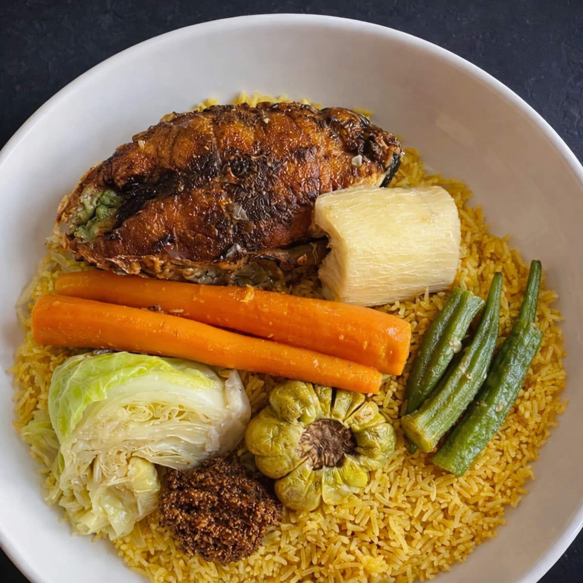 Tchep jaune aux poissons : recette sénégalaise