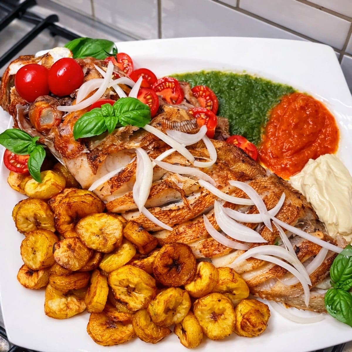 Du poisson frit accompagné d’allocos