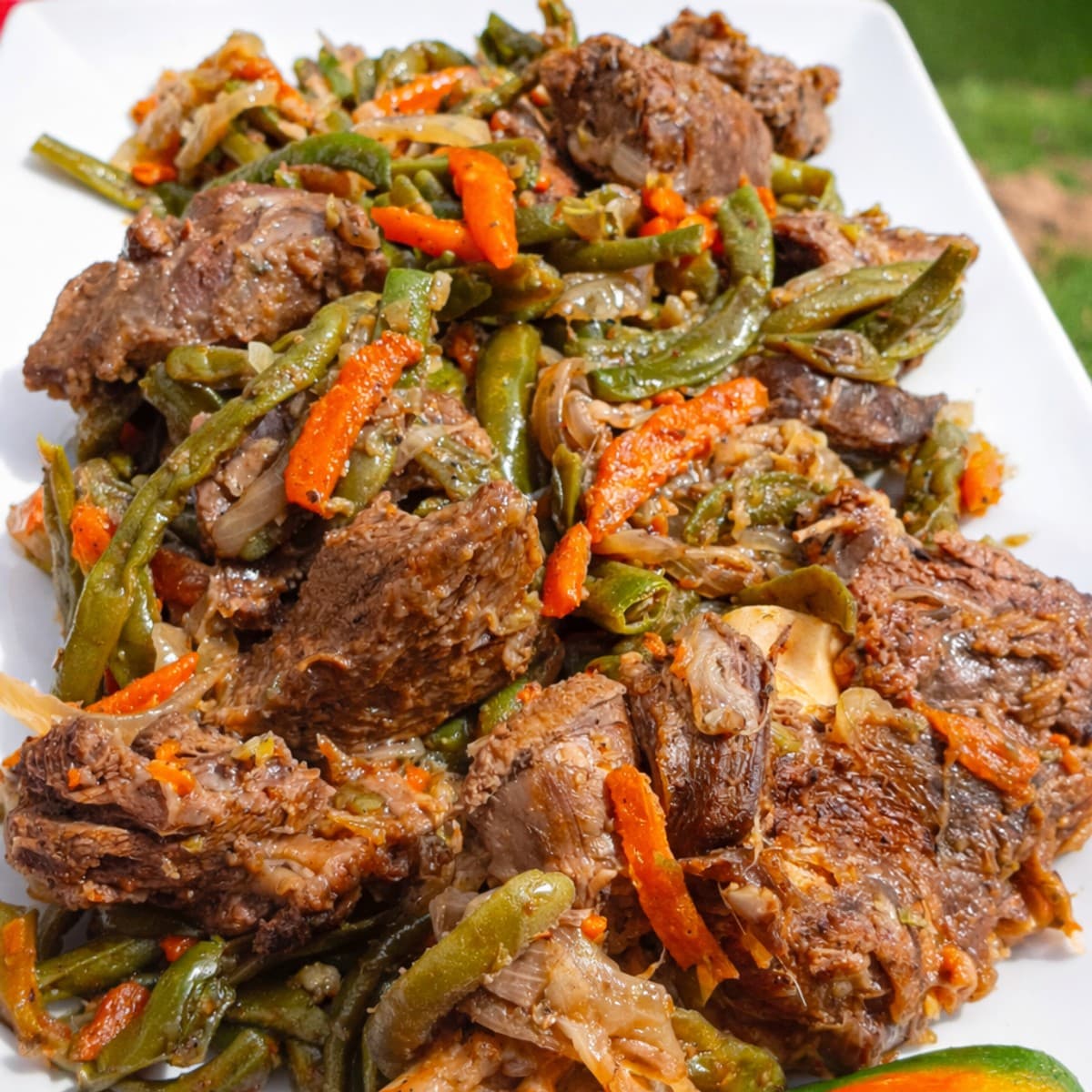 Haricot vert sauté à la viande de mouton