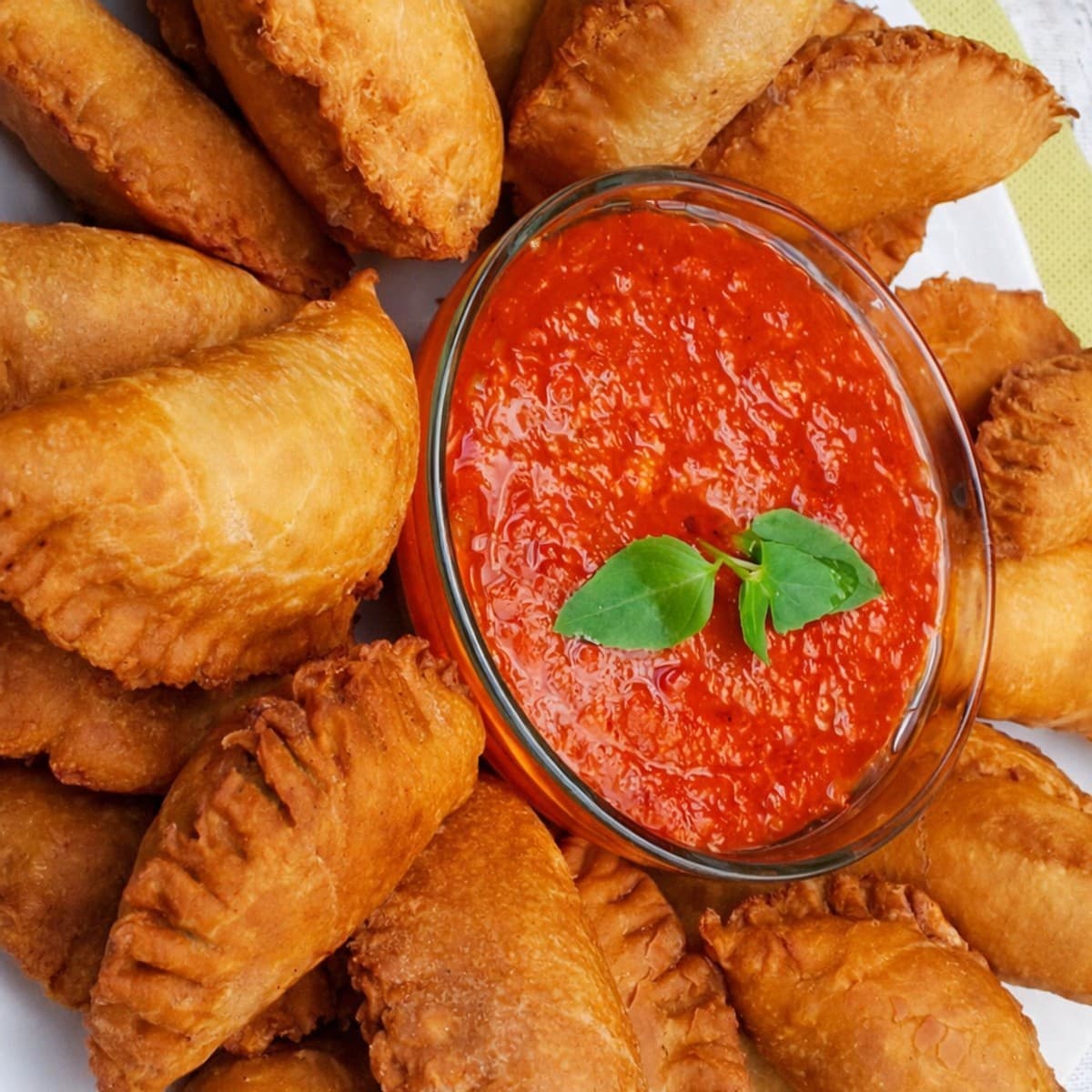 Pastel (pili pili) croustillant au maquereau avec son piment