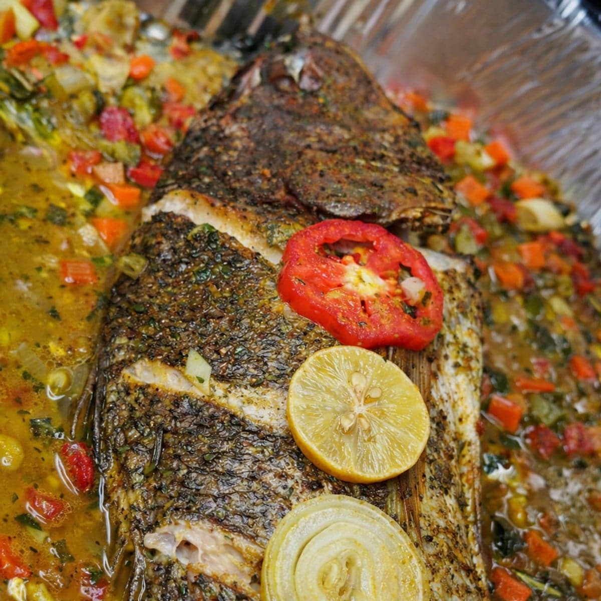 Poisson au four et ses légumes