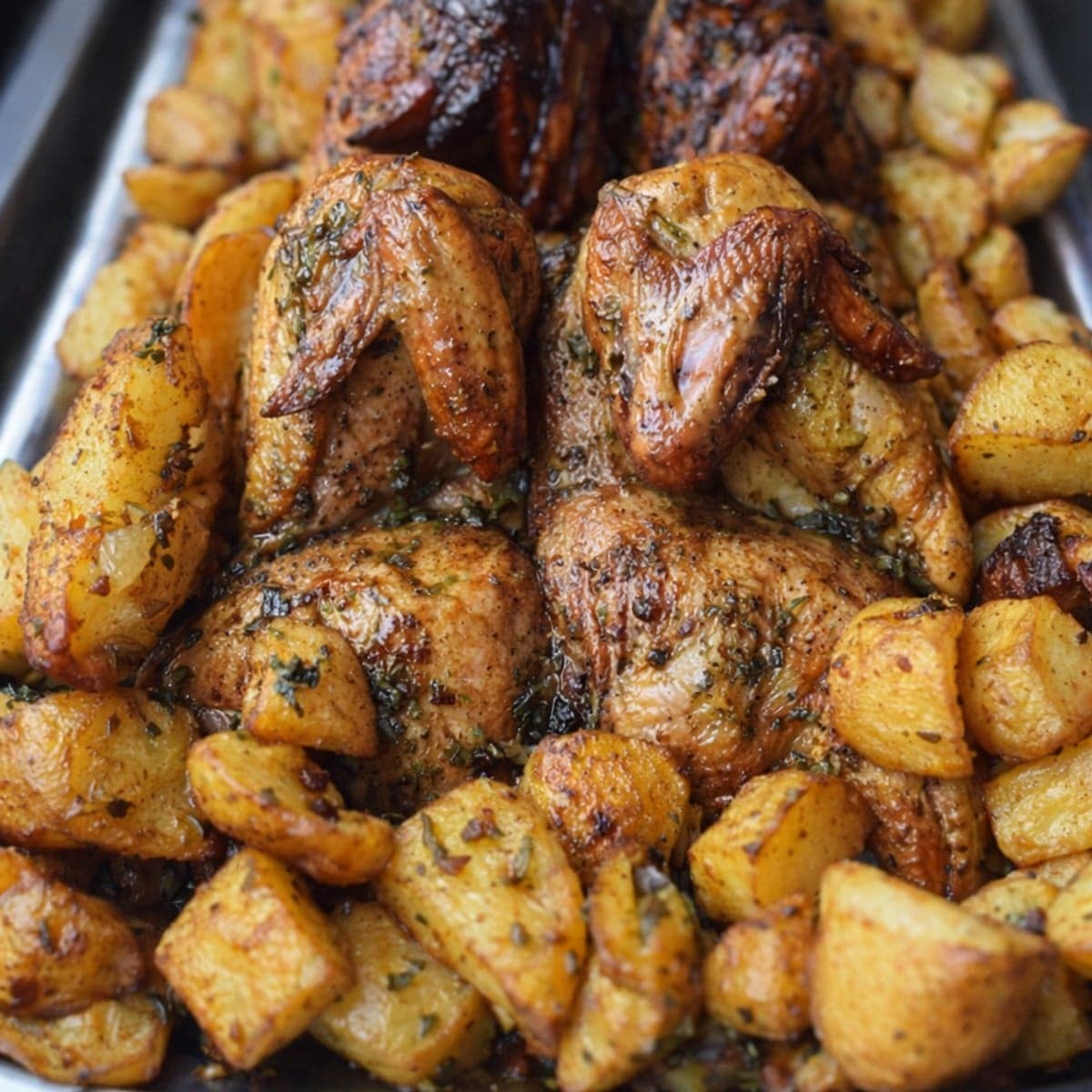 Poulet au four et pommes de terre sautées : recette