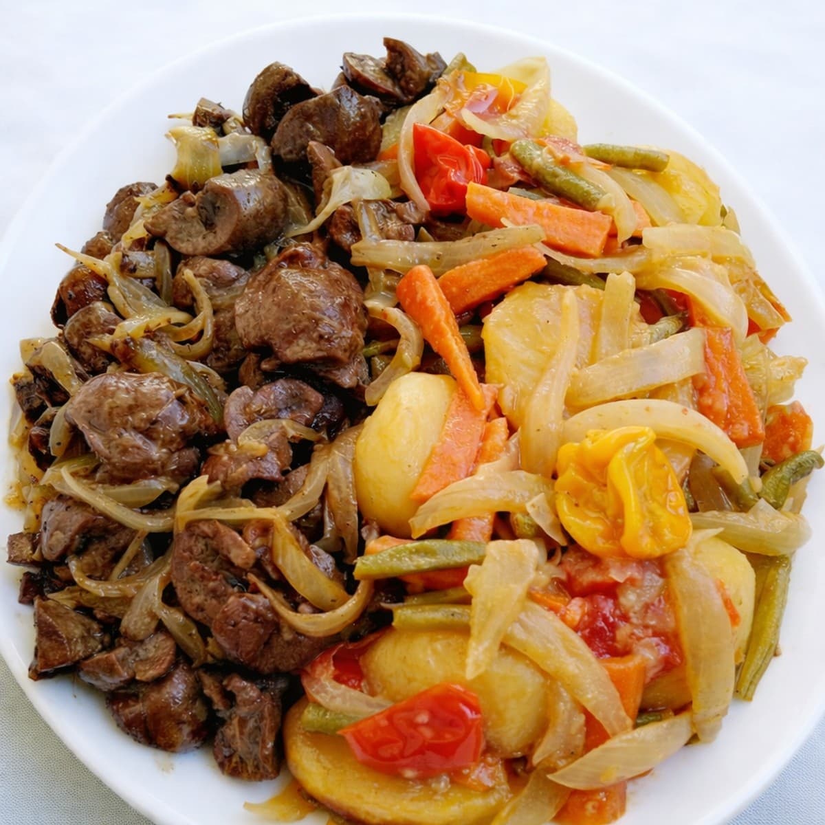 Sauté de rognon accompagné de sa printanière de légumes