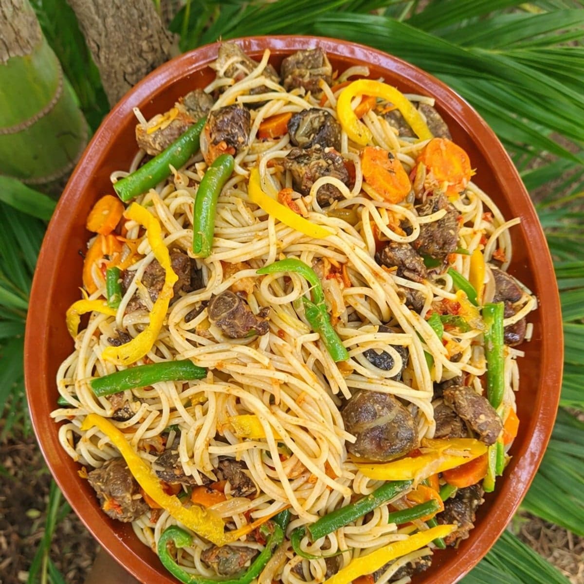 Spaguethi sauté aux rognons et foie de bœuf