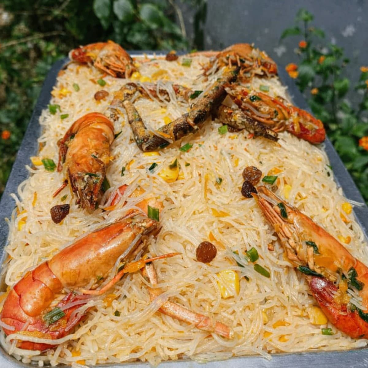 Vermicelles de riz aux écrevisses.