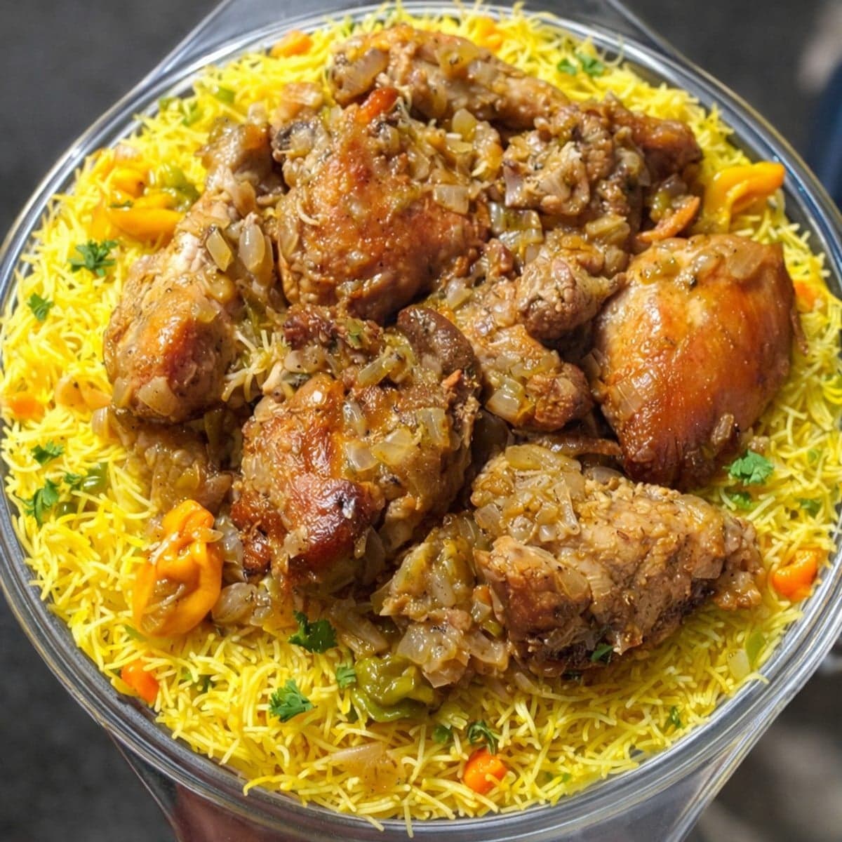 Vermicelles au curry et poulet