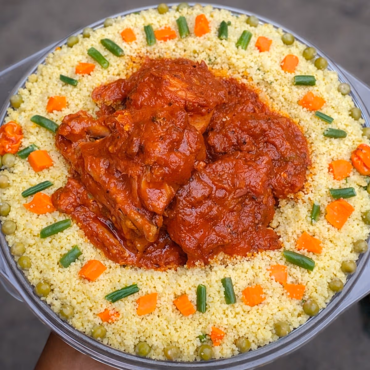 Couscous sauce tomate au poulet