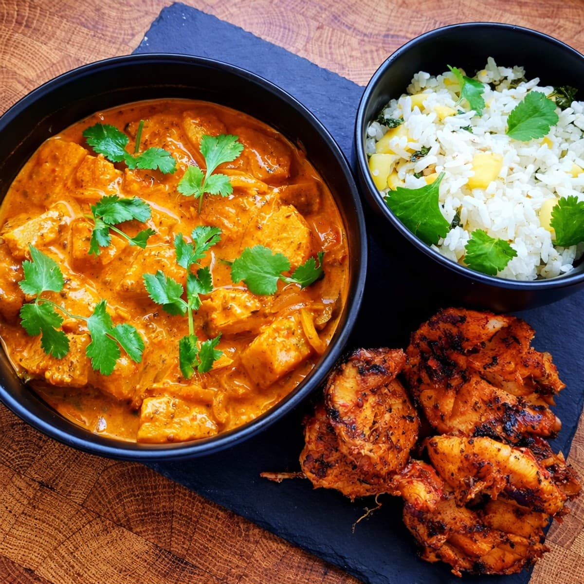 Curry d’ananas,gambas et riz à la mangue