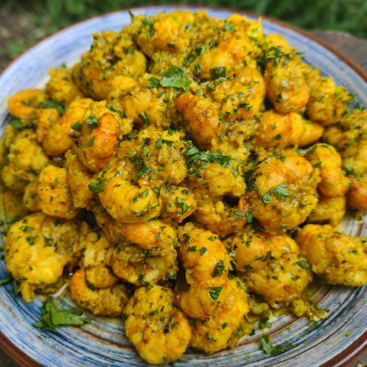 Des crevettes au curry