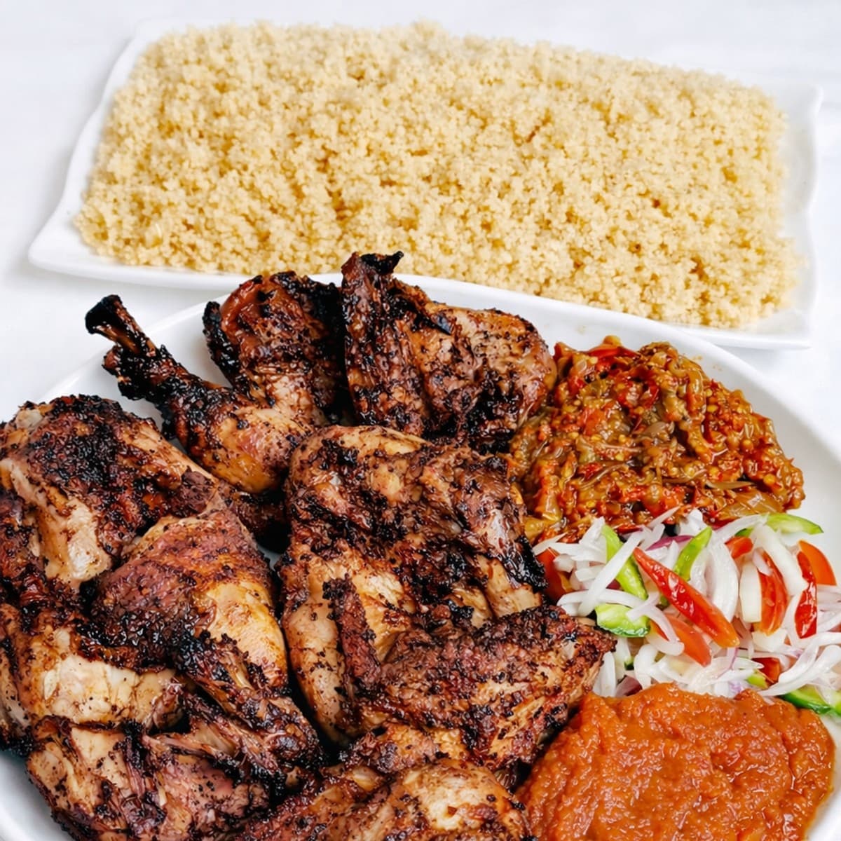 Du poulet barbecue accompagné d’attieke