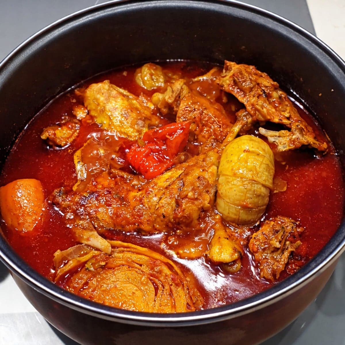 poulet sauce à l’huile rouge