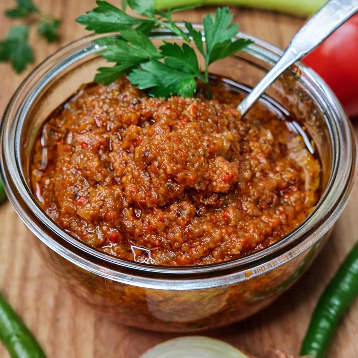 Sauce piment, très pratique.